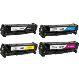Pack de 4 tóners compatibles para HP CC530A/CC531A/CC532A/CC533A