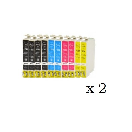 Pack de 20 cartuchos compatibles para Epson T1291/2/3/4 Pack de 20 cartuchos compatibles para Epson T1291/2/3/4