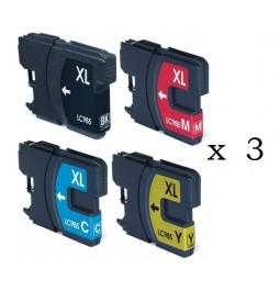 Pack de 12 cartuchos compatibles para Brother LC-985BK/C/M/Y