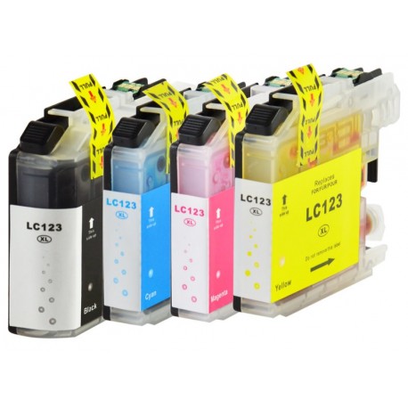 Pack de 4 cartuchos compatibles para Brother LC123BK/LC123C/LC123M/LC123Y Pack de 4 cartuchos compatibles para Brother LC123BK/LC123C/LC123M/LC123Y