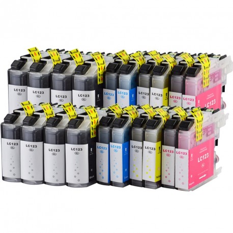 Pack de 20 cartuchos compatibles para Brother LC123BK/LC123C/LC123M/LC123Y Pack de 20 cartuchos compatibles para Brother LC123BK/LC123C/LC123M/LC123Y