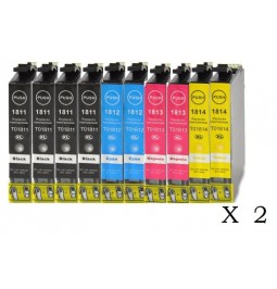 Pack de 20 cartuchos compatibles para Epson (18XL) T1811/T1812/T1813/T1814