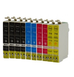 Pack de 10 cartuchos compatibles para Epson T0711/T0712/T0713/T0714